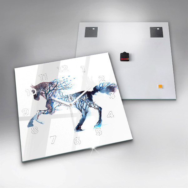 Ceas pătrat de perete din sticlă Natura animalului