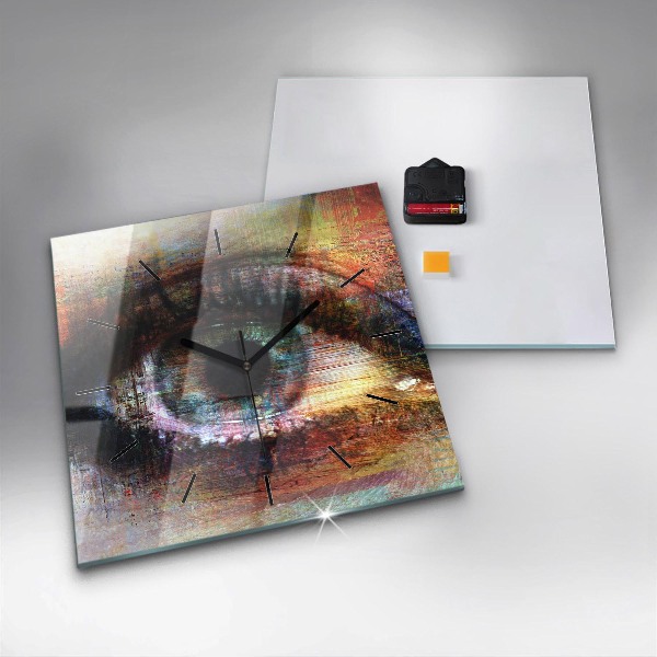 Ceas pătrat de perete din sticlă Street Art Eye