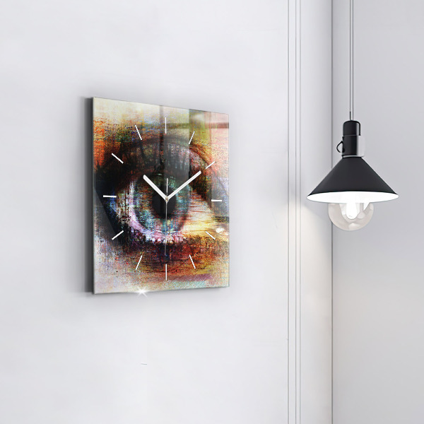 Ceas pătrat de perete din sticlă Street Art Eye