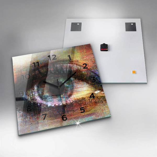Ceas pătrat de perete din sticlă Street Art Eye
