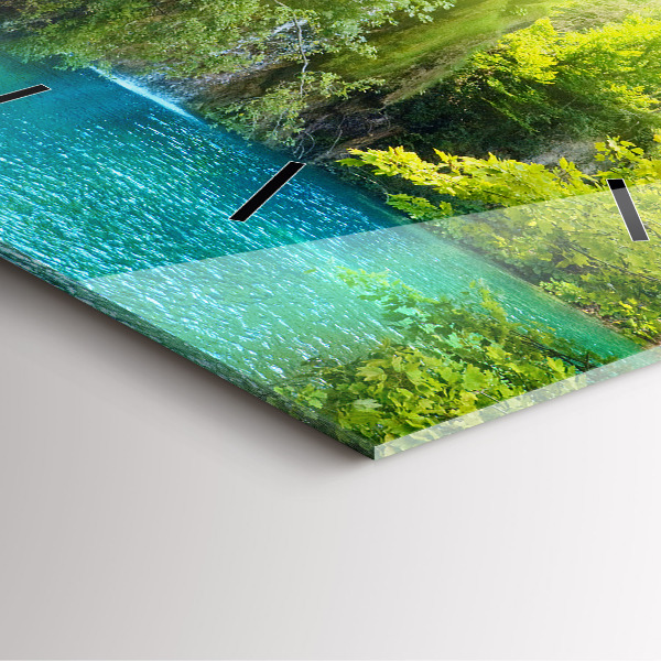 Ceas pătrat de perete din sticlă Peisaj lagunar