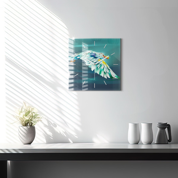 Ceas pătrat de perete din sticlă Imaginea unui vultur zburător