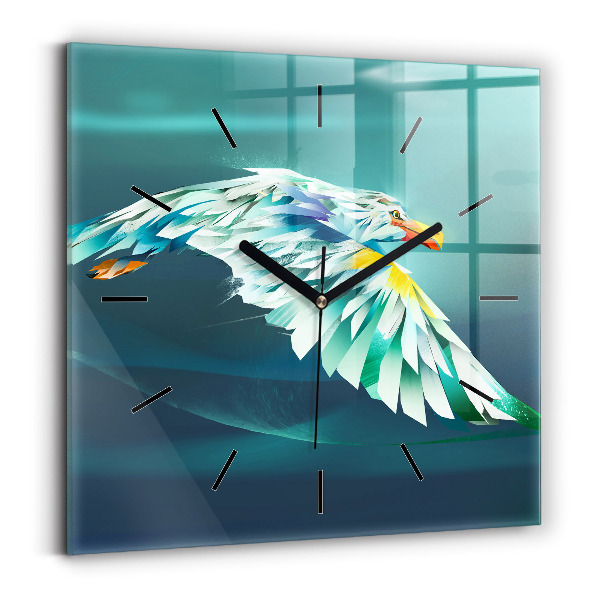 Ceas pătrat de perete din sticlă Imaginea unui vultur zburător