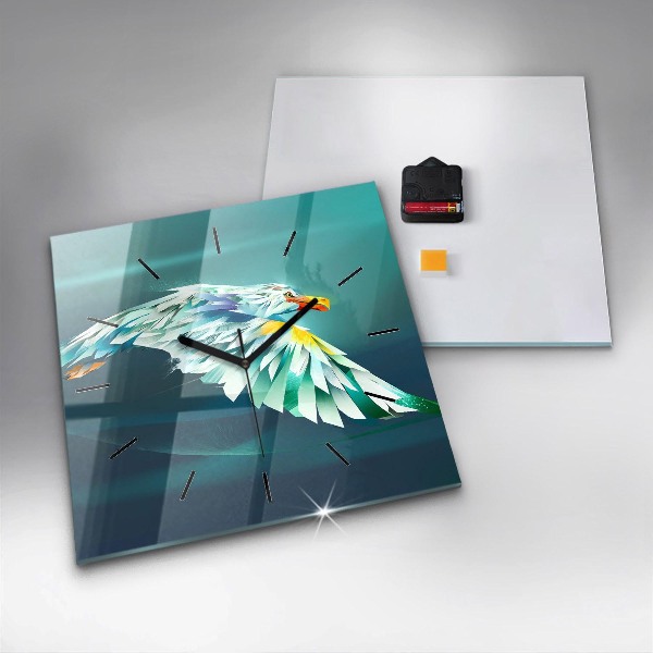 Ceas pătrat de perete din sticlă Imaginea unui vultur zburător