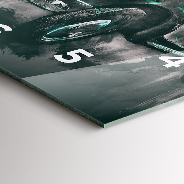 Ceas pătrat de perete din sticlă Mașină de școală veche