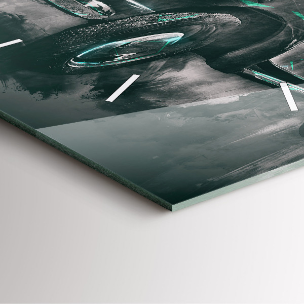 Ceas pătrat de perete din sticlă Mașină de școală veche