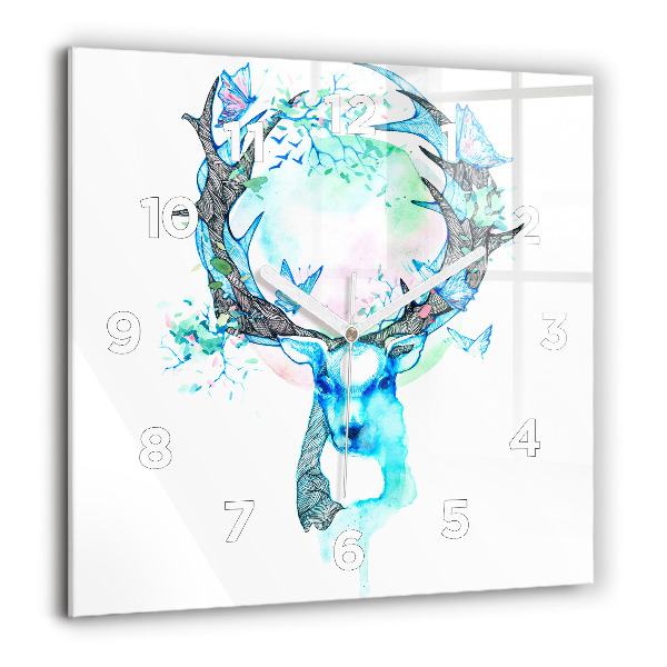 Ceas pătrat de perete din sticlă Ilustrație de cerb