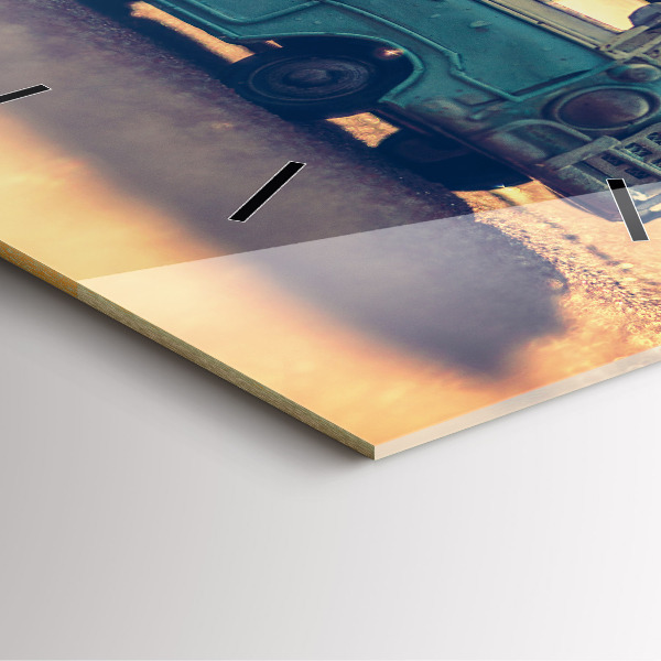 Ceas pătrat de perete din sticlă Rulotă pe plajă