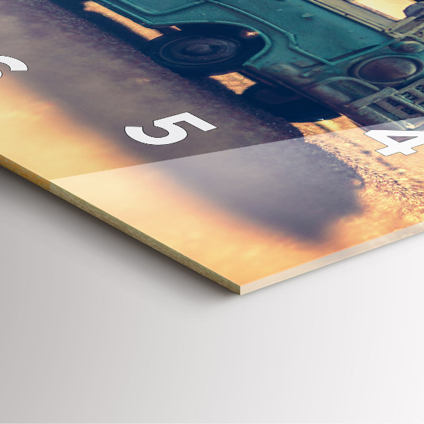 Ceas pătrat de perete din sticlă Rulotă pe plajă