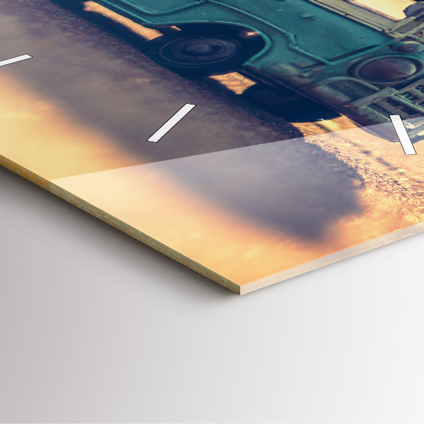 Ceas pătrat de perete din sticlă Rulotă pe plajă