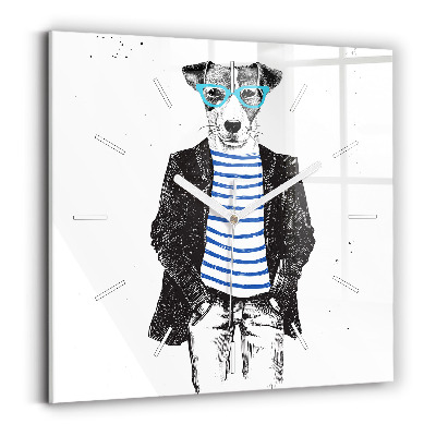 Ceas pătrat de perete din sticlă Un câine într-un corp uman