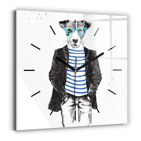 Ceas pătrat de perete din sticlă Un câine într-un corp uman