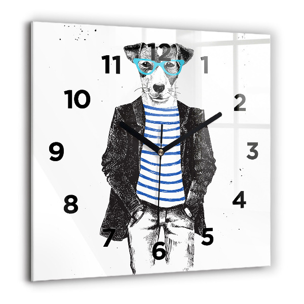 Ceas pătrat de perete din sticlă Un câine într-un corp uman
