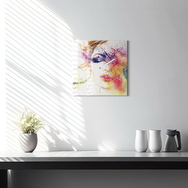 Ceas pătrat de perete din sticlă Portretul unei femei misterioase