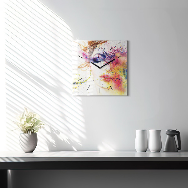 Ceas pătrat de perete din sticlă Portretul unei femei misterioase