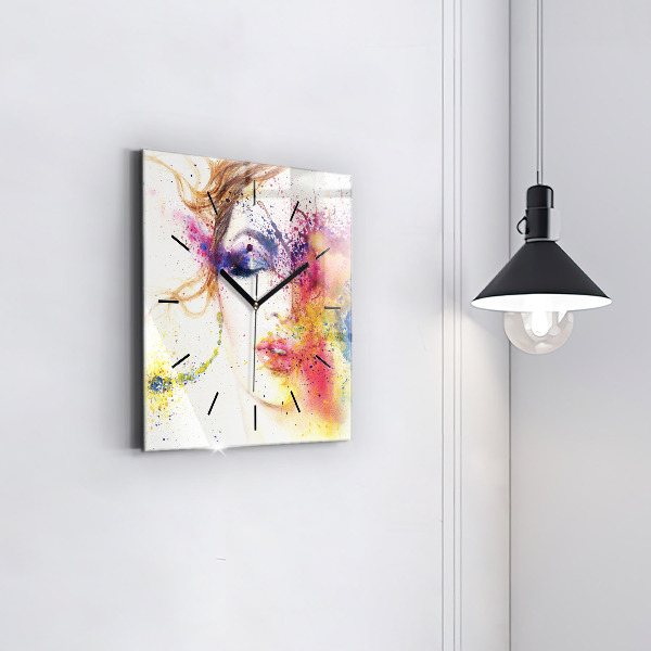 Ceas pătrat de perete din sticlă Portretul unei femei misterioase