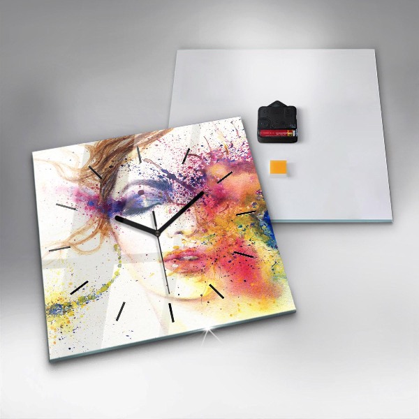 Ceas pătrat de perete din sticlă Portretul unei femei misterioase
