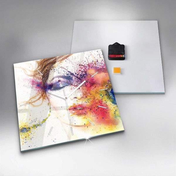 Ceas pătrat de perete din sticlă Portretul unei femei misterioase