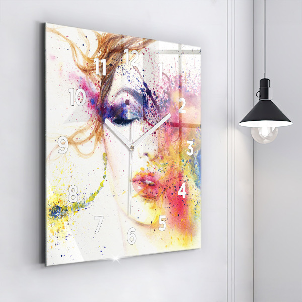 Ceas pătrat de perete din sticlă Portretul unei femei misterioase