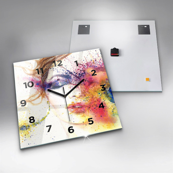Ceas pătrat de perete din sticlă Portretul unei femei misterioase