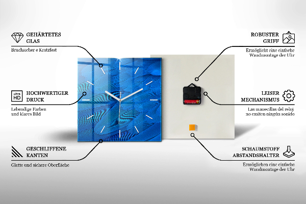 Ceas pătrat de perete din sticlă Leu pictat