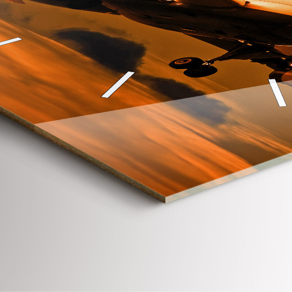 Ceas pătrat de perete din sticlă Călătorii cu avionul