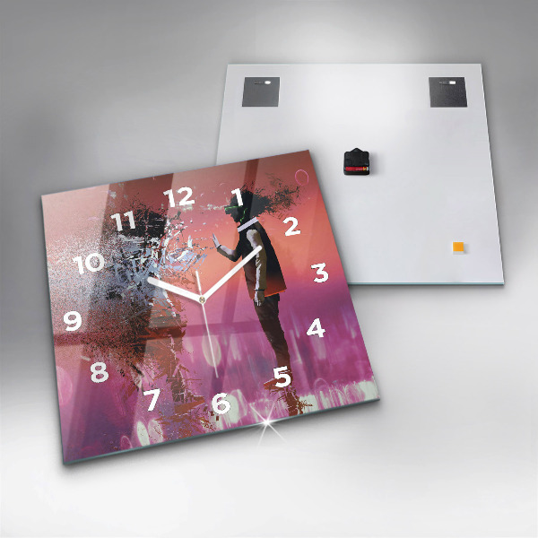 Ceas pătrat de perete din sticlă Ciberspațiul