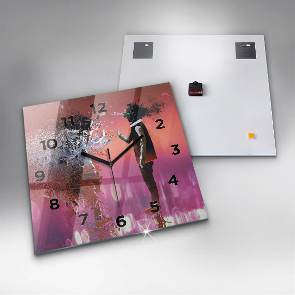 Ceas pătrat de perete din sticlă Ciberspațiul