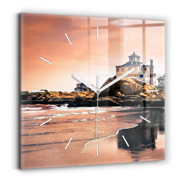 Ceas pătrat de perete din sticlă Coasta Sherman