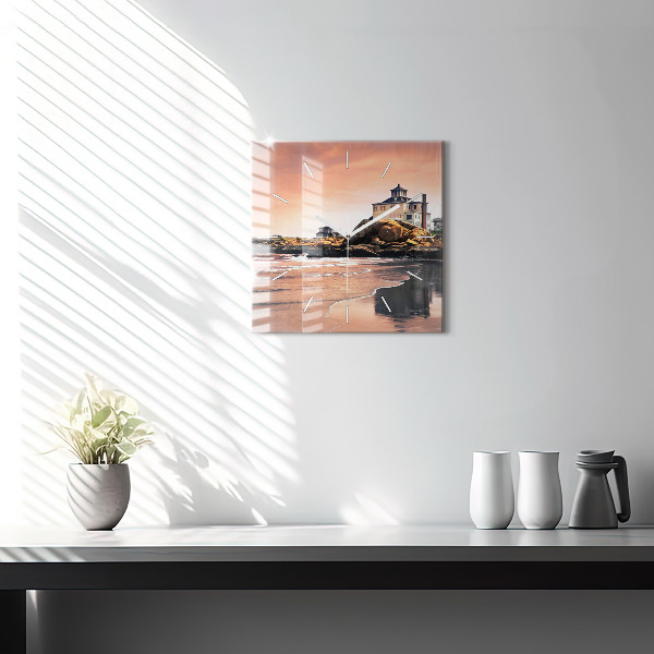 Ceas pătrat de perete din sticlă Coasta Sherman