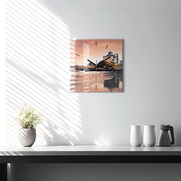 Ceas pătrat de perete din sticlă Coasta Sherman