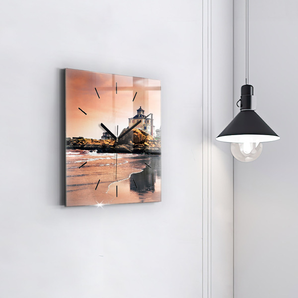 Ceas pătrat de perete din sticlă Coasta Sherman