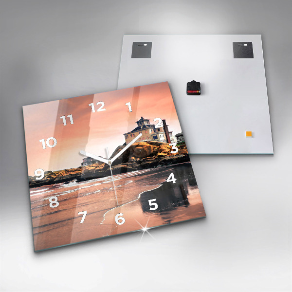 Ceas pătrat de perete din sticlă Coasta Sherman