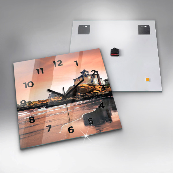 Ceas pătrat de perete din sticlă Coasta Sherman