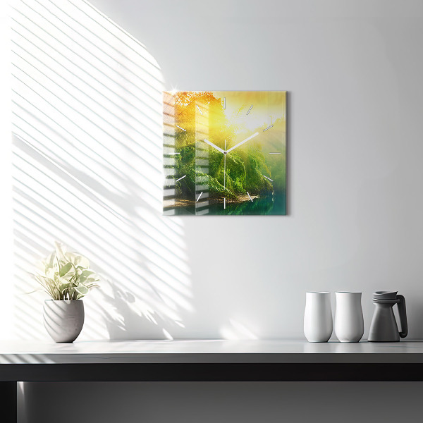 Ceas pătrat de perete din sticlă Natură pașnică