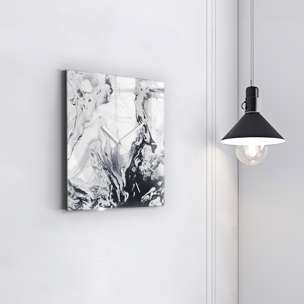 Ceas pătrat de perete din sticlă Marmură cu cerneală abstractă