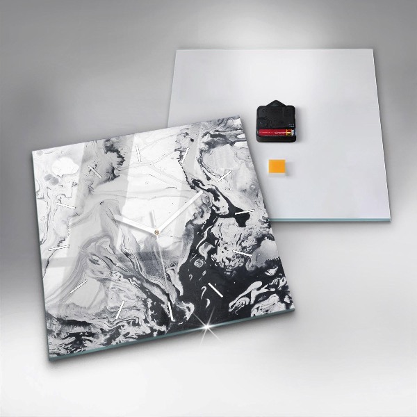 Ceas pătrat de perete din sticlă Marmură cu cerneală abstractă