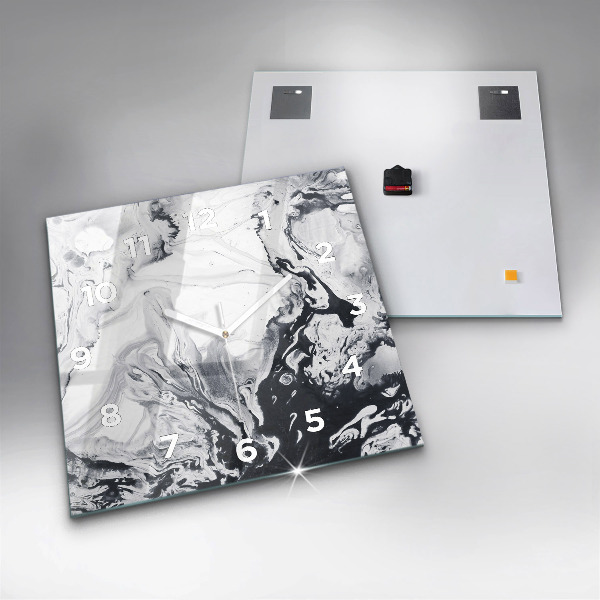 Ceas pătrat de perete din sticlă Marmură cu cerneală abstractă