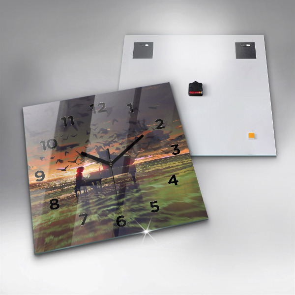 Ceas pătrat de perete din sticlă Concert pe plajă