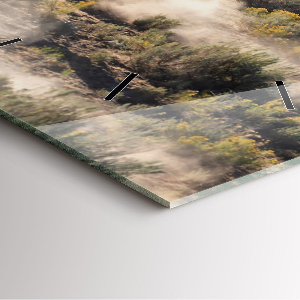 Ceas pătrat de perete din sticlă O turmă de cai grăbiți