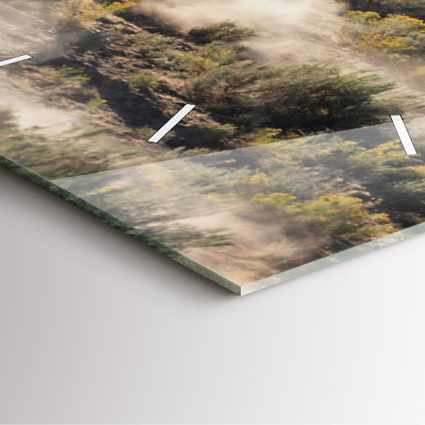 Ceas pătrat de perete din sticlă O turmă de cai grăbiți