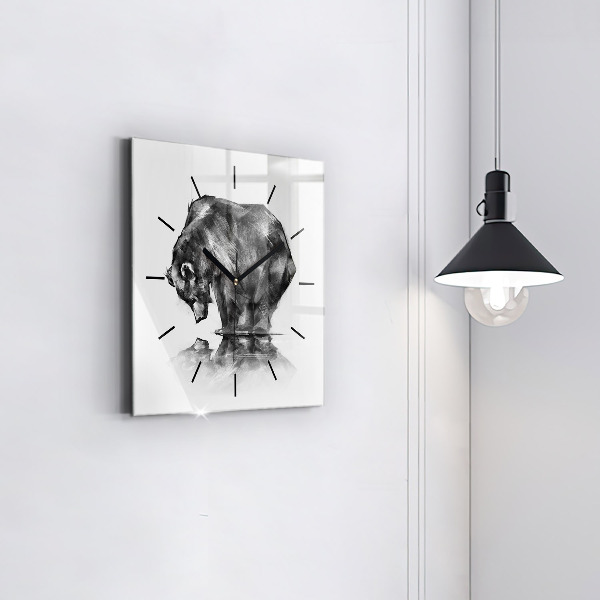 Ceas pătrat de perete din sticlă Urs din desene animate