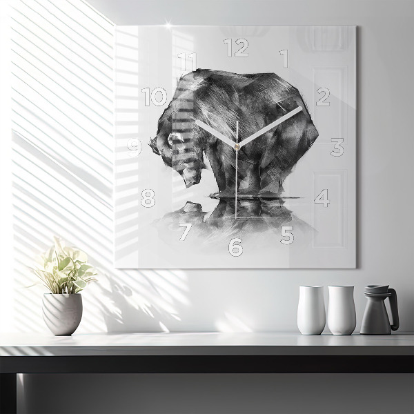 Ceas pătrat de perete din sticlă Urs din desene animate