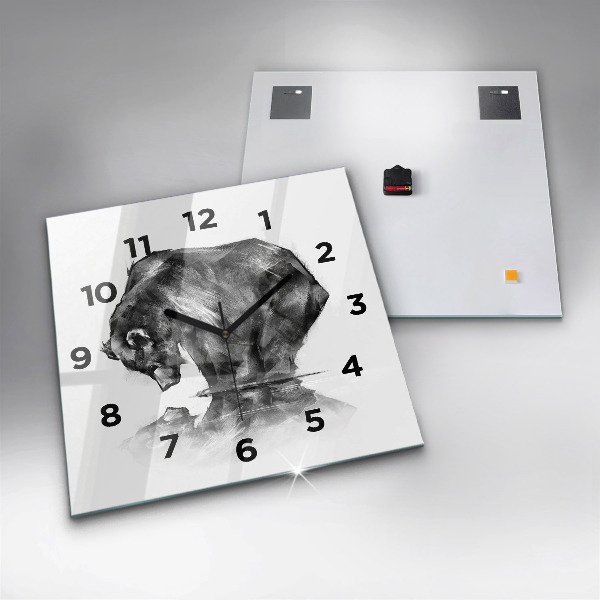 Ceas pătrat de perete din sticlă Urs din desene animate