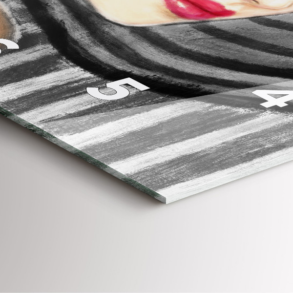 Ceas pătrat de perete din sticlă Femeie în alb și negru