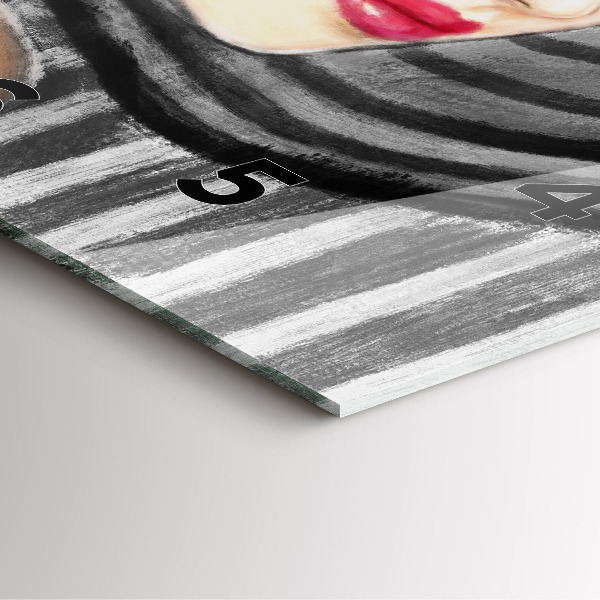 Ceas pătrat de perete din sticlă Femeie în alb și negru