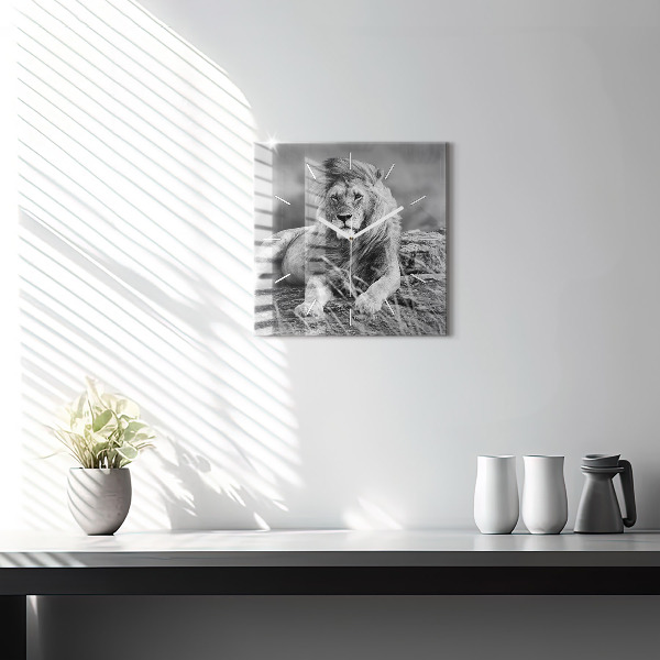 Ceas pătrat de perete din sticlă Rezumat - Leu