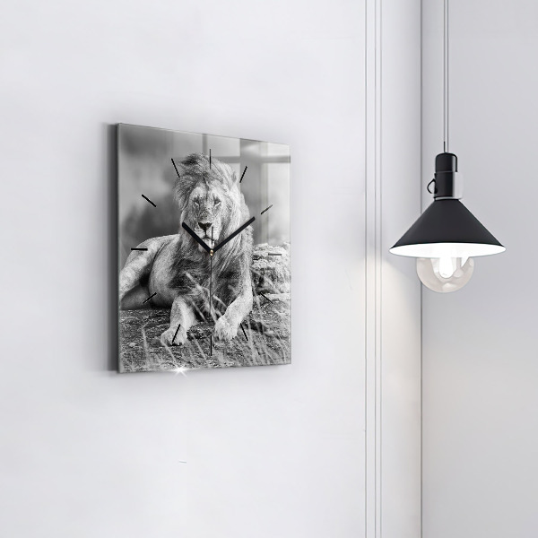 Ceas pătrat de perete din sticlă Rezumat - Leu