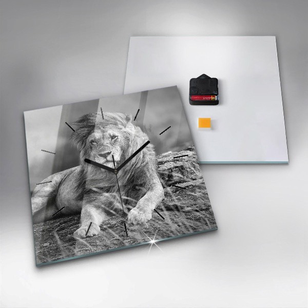 Ceas pătrat de perete din sticlă Rezumat - Leu