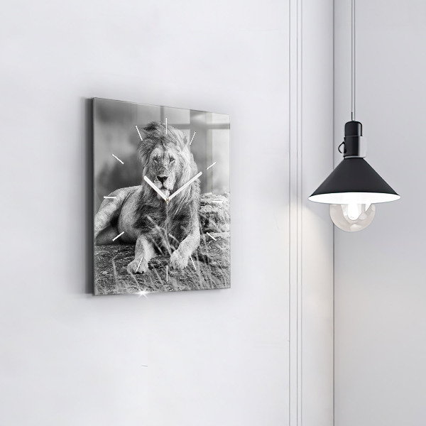 Ceas pătrat de perete din sticlă Rezumat - Leu